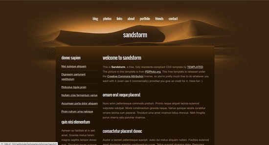 Anteprima template sandstorm